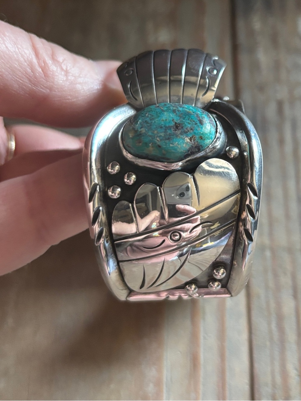 1960s Old Navajo Silver and Turquoise Watch Cuff